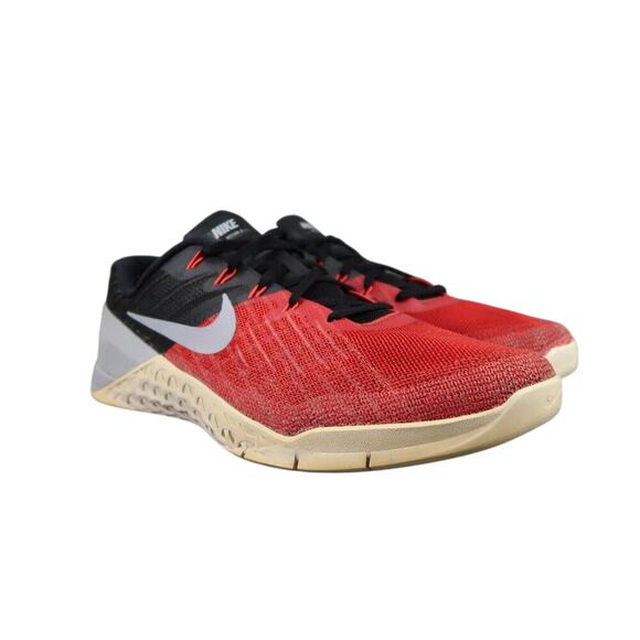 Nike Shoes Mens 12 Athletic Trainer Metcon 3 Red Black Active Sport Crossfit Gym - Picture 1 of 13